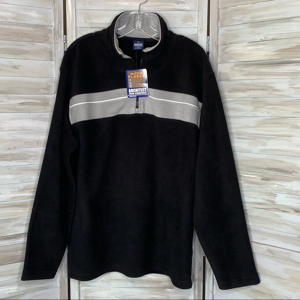 Architect men’s zip micro fleece black with gray stripe NWT Medium M